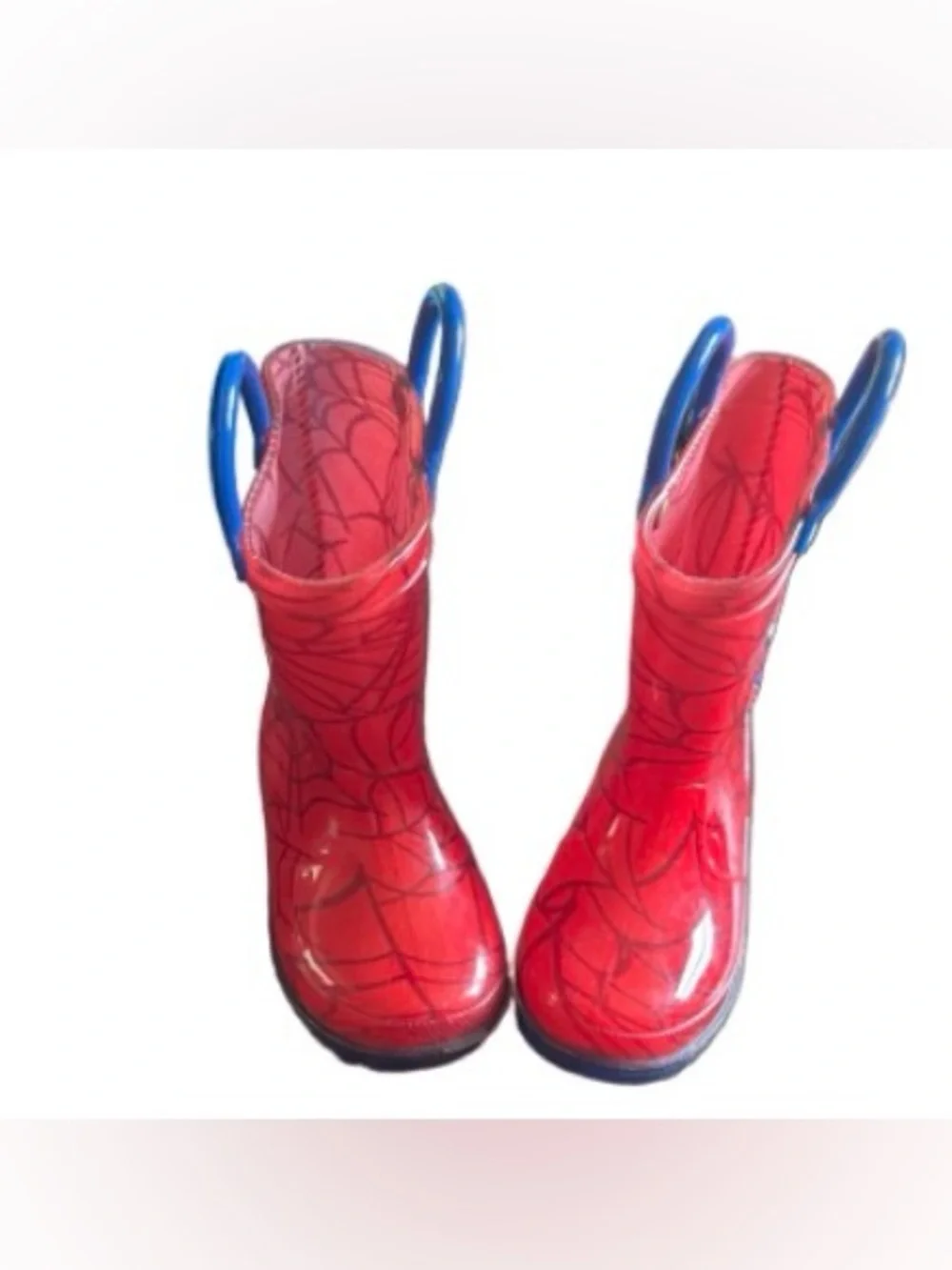 Spider-Man light up Red Kids Rain Boots with Blue Handles